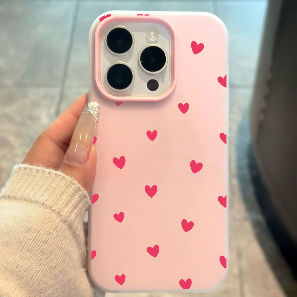 Phone Cases Red - Kırmızı Kalp Desenli Telefon Kılıfı Redmi