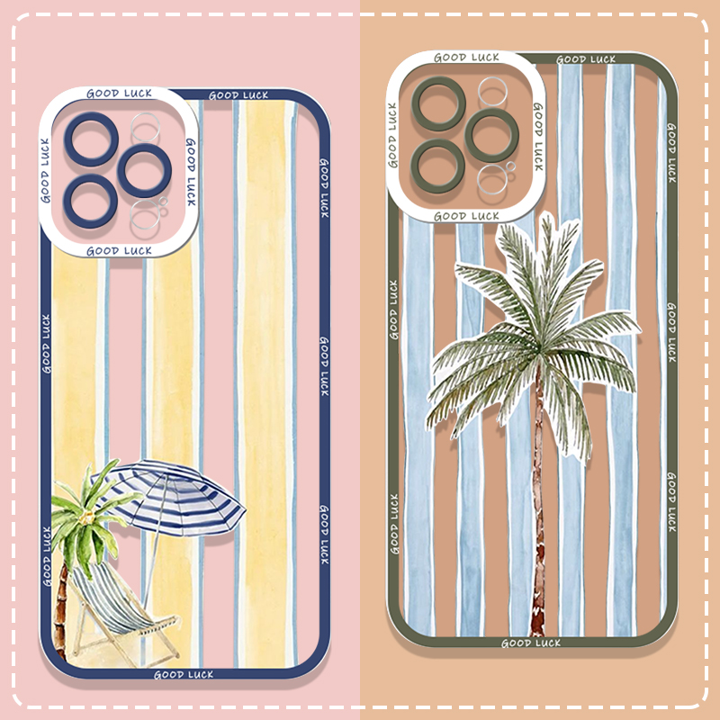 Phone Cases A14 Samsung - Yazlık Palmiye Hindistan Cevizi Ağacı Çizgili
