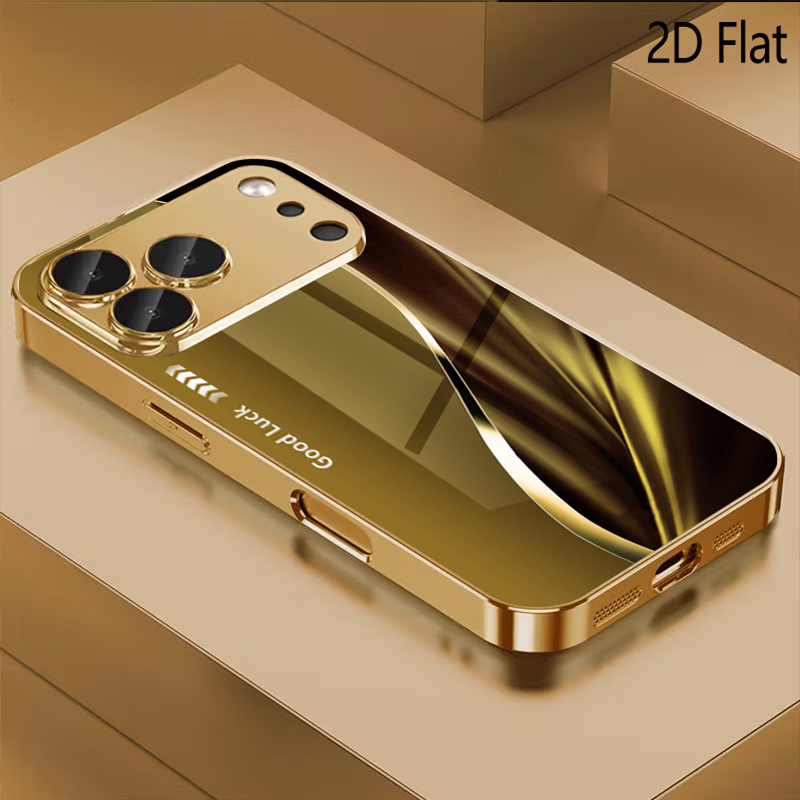Phone Cases That Cover The Camera - Şerit desenli temperli cam tasarımlı iPhone