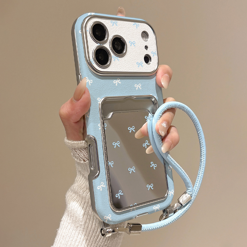 Phone Cases That Hold Cards - Sevimli Fiyonklu Aynalı Kartlıklı Telefon Kılıfı