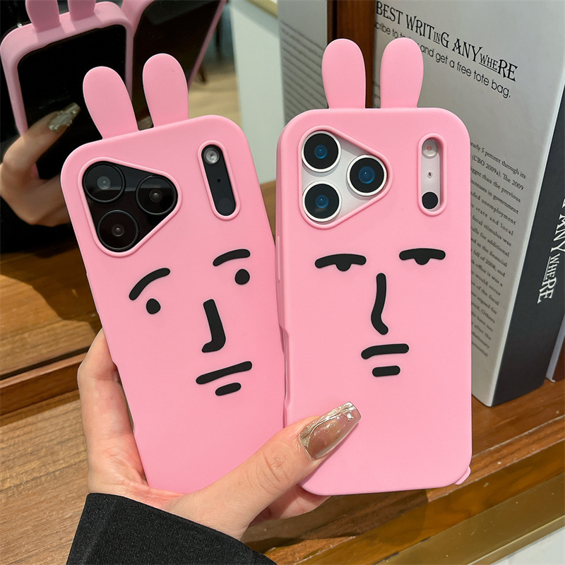 Phone Cases Kawaii - Kawaii 3D Komik Karikatür Pembe Emoji