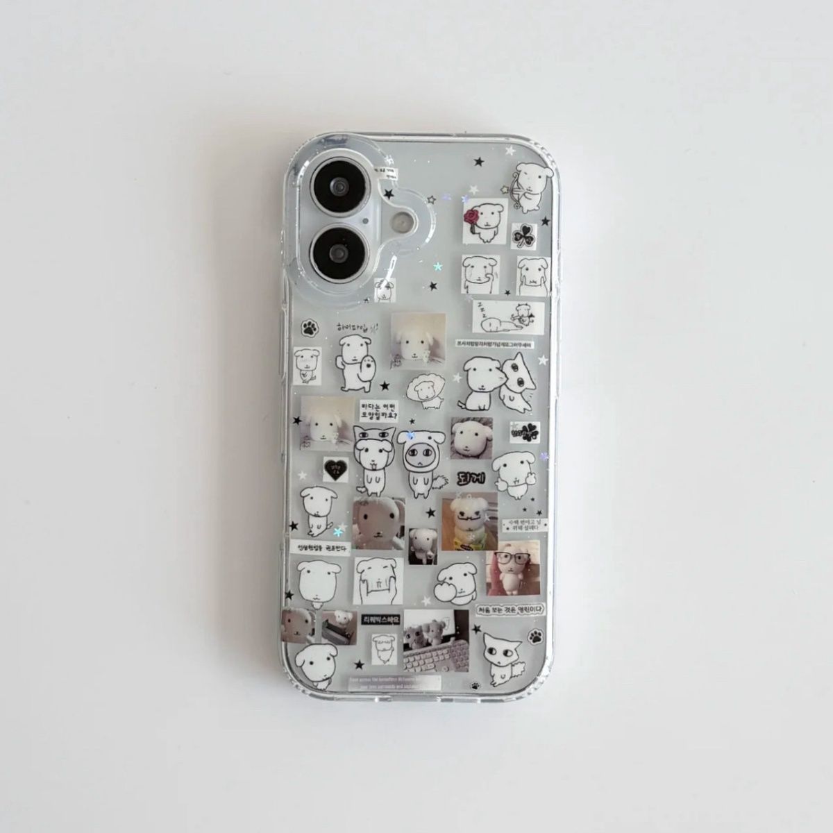 Phone Cases Kawaii - Sevimli Köpek Çizimi Simli Telefon Kılıfı