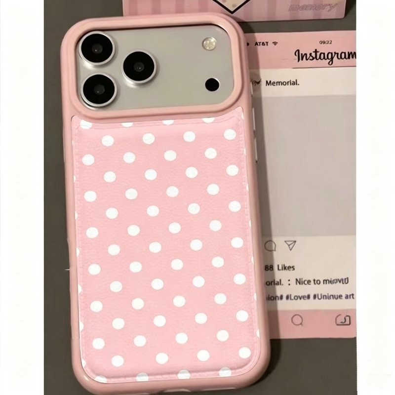 Phone Cases Cute Iphone 13 - Kore Tarzı Şık Sevimli Pembe Puantiyeli