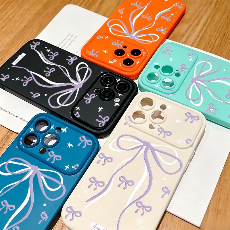 Phone Cases Drawing - Büyük Mor Fiyonk Yıldız Çizgili Baskılı