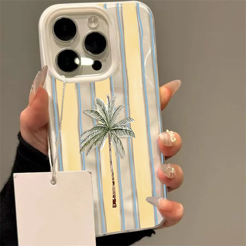 Phone Cases Cute Iphone 13 - Sevimli Palmiye Ağacı Çizgili Yazlık Dalgalı