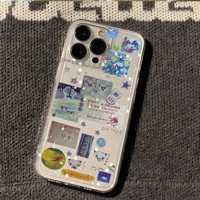 Phone Cases Kawaii - Kawaii Kolaj Çıkartmalı Şeffaf Telefon Kılıfı