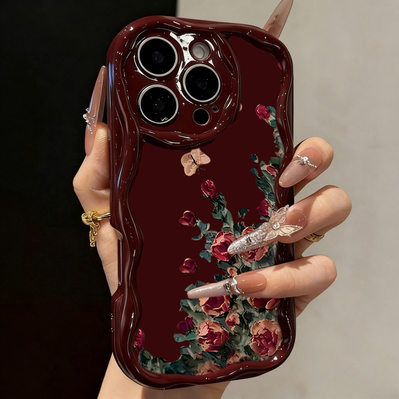 Phone Cases Drawing - Retro Yağlı Boya Çiçek Desenli Telefon