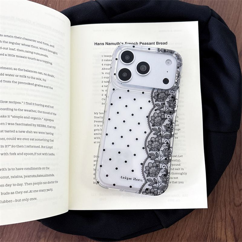 Puantiyeli Dantel Beyaz Siyah  - Phone Cases Kawaii incelemesi ve fiyatı