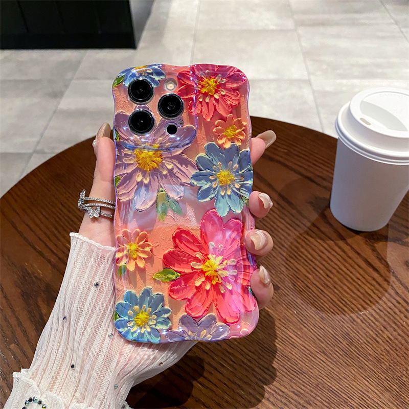 Retro Mavi Işıklı Yağlı Boya Ç - Phone Cases Drawing incelemesi ve fiyatı