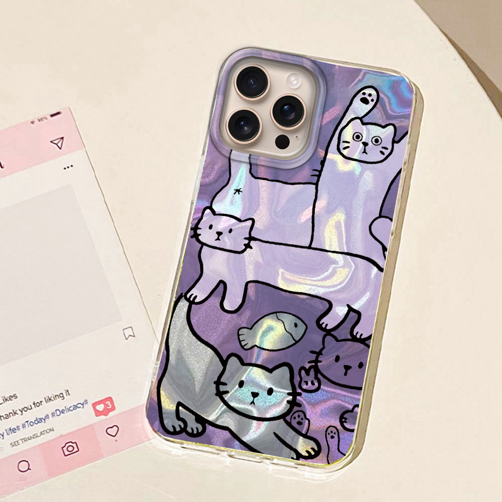 Mor Çizgi Kedi Balık Su Doku t - Phone Cases Cat incelemesi ve fiyatı